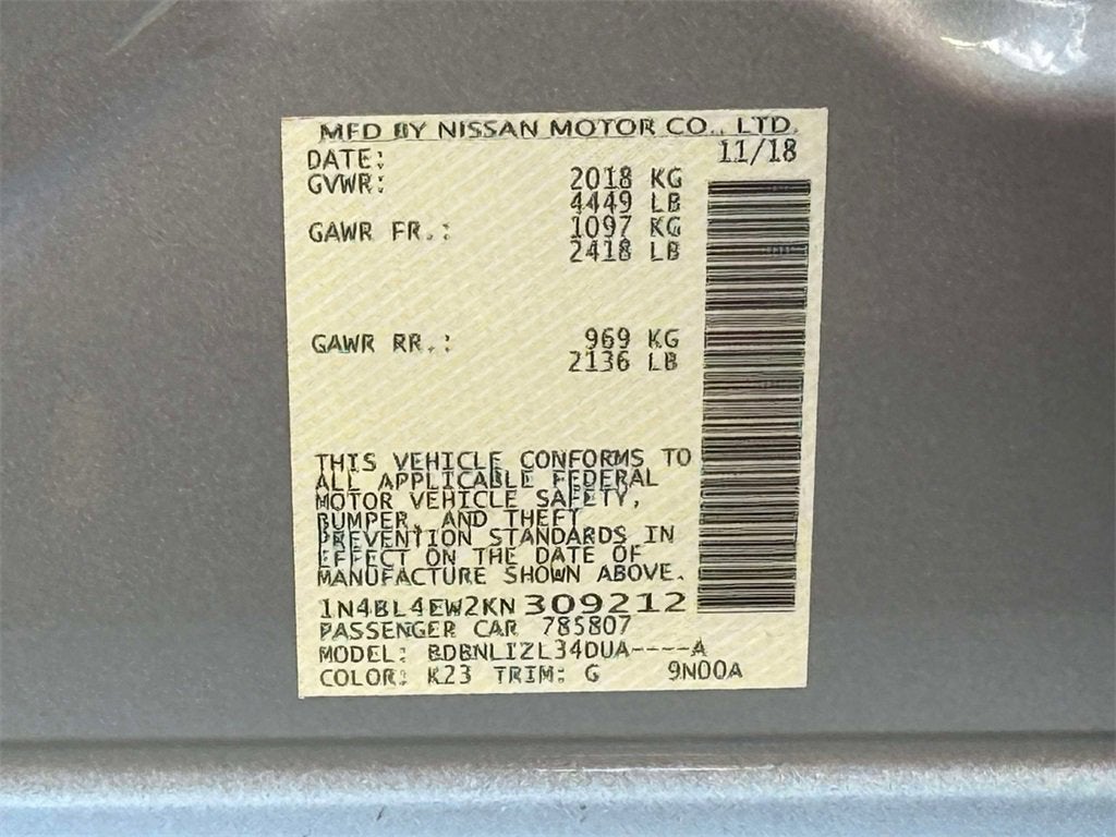 2019 Nissan Altima 2.5 SL