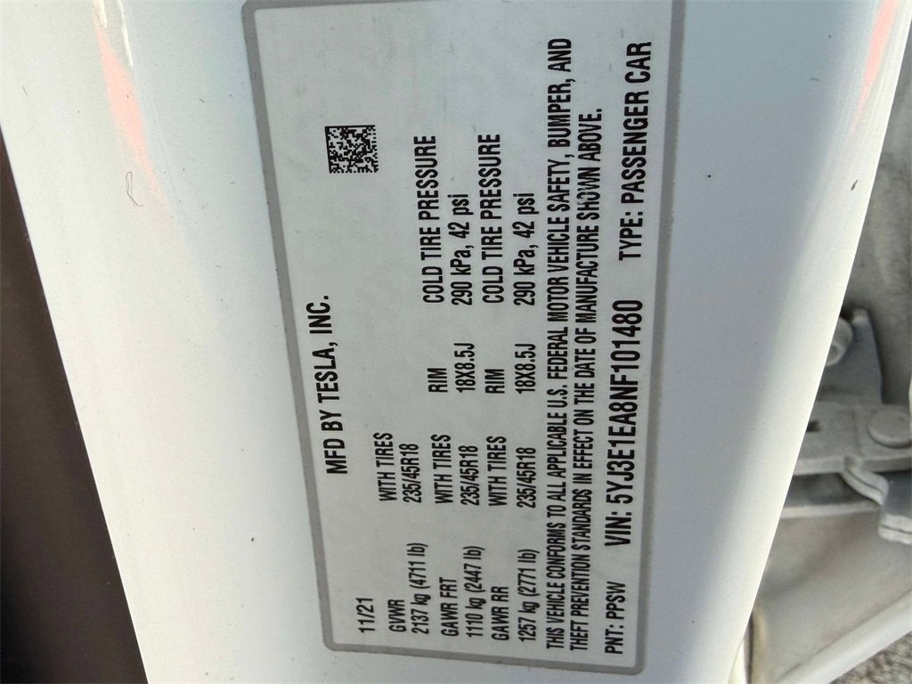 2022 Tesla Model 3 NA