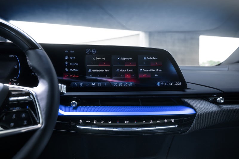 The 2026 OPTIQ-V Display Screen Displaying the V-Mode Settings | Lindsay Cadillac of Alexandria in Alexandria VA